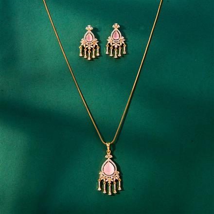 Cz Delicate Pendant Set With 2 Tone Plating