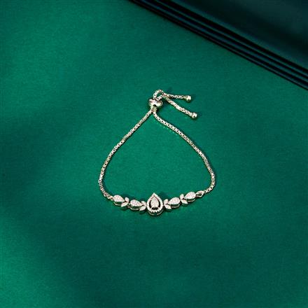 Cz Delicate Bracelet With 2 Tone Rhodium Plating