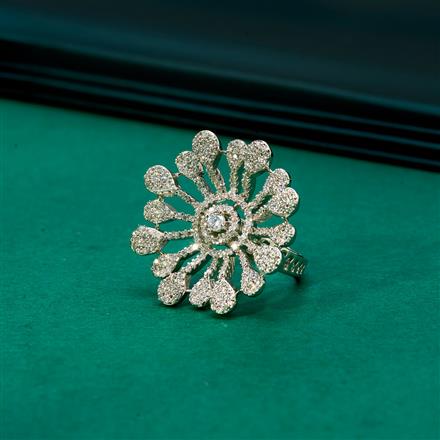 Cz Adjustable Ring With 2 Tone Rhodium Plating