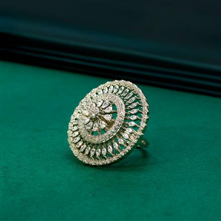 Cz Adjustable Ring With 2 Tone Rhodium Plating