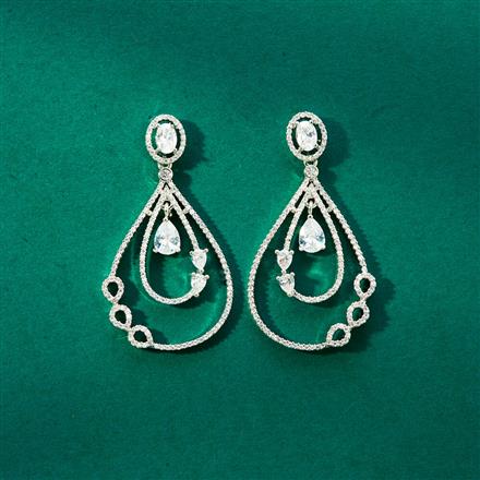 Cz Classic Earring With Black 2 Tone Rhodium Plating