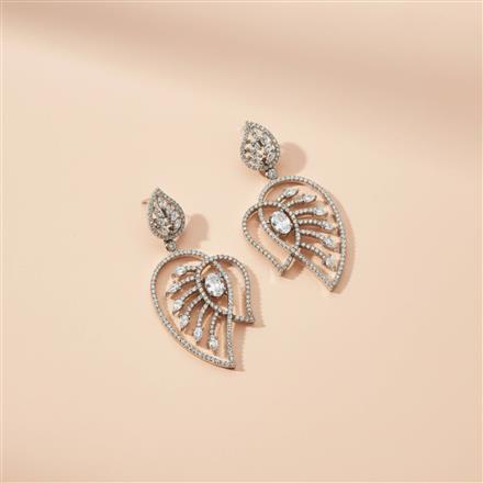 Cz Classic Earring With Black 2 Tone Rhodium Plating