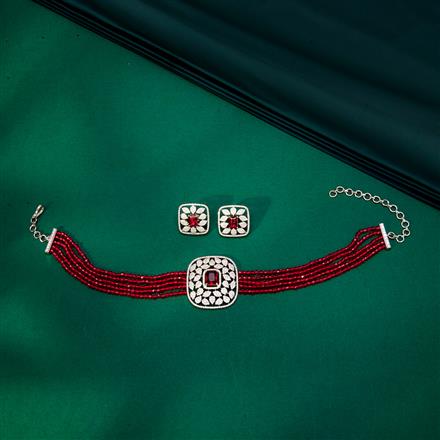 Cz Bandhai Necklace With Rhodium Plating