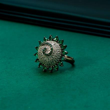 Cz Adjustable Ring With Black Plating