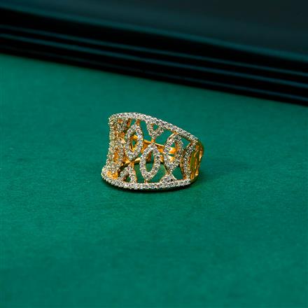 Cz Adjustable Ring With Black 2 Tone Rhodium Plating