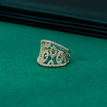 Cz Adjustable Ring With Black 2 Tone Rhodium Plating