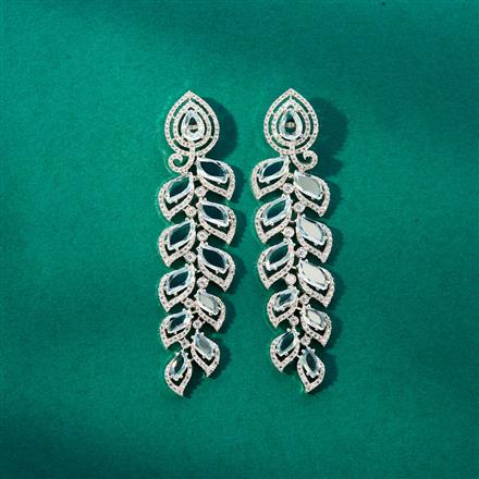 Cz Classic Earring With Black 2 Tone Rhodium Plating