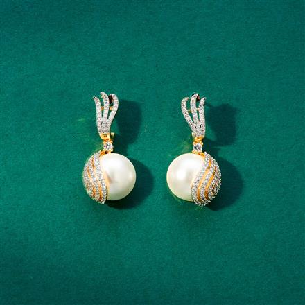 Cz Moti Earring With Black 2 Tone Rhodium Plating