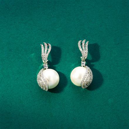 Cz Moti Earring With Black 2 Tone Rhodium Plating