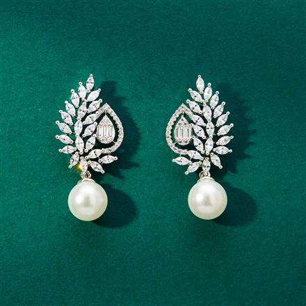 Cz Delicate Earring With Black 2 Tone Rhodium Plating