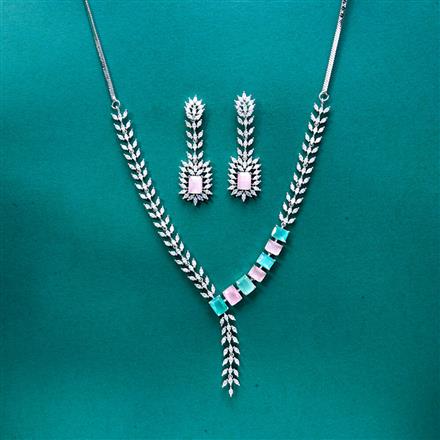 Cz Classic Necklace With Rhodium Plating