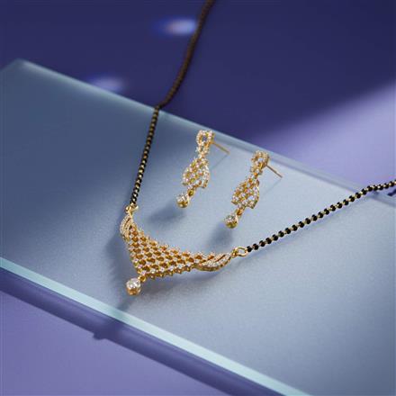 Cubic Zirconia Classic Mangalsutra With 2 Tone Rhodium Plating
