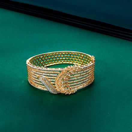 Cubic Zirconia Classic Kada With 2 Tone Rhodium Plating