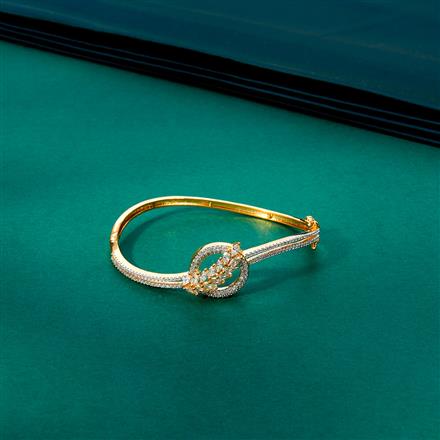 Cubic Zirconia Openable Kada With 2 Tone Rhodium Plating