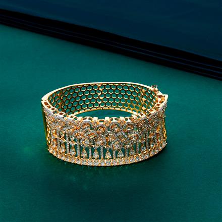 Cubic Zirconia Classic Kada With 2 Tone Rhodium Plating