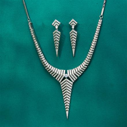 Cz Classic Necklace With 2 Tone Rhodium Plating