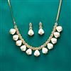 Cz Pearl Necklace With 2 Tone Rhodium Plating
