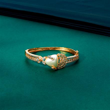 Cubic Zirconia Openable Kada With 2 Tone Rhodium Plating