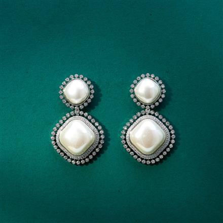 Cubic Zirconia Classic Earring With 2 Tone Rhodium Plating