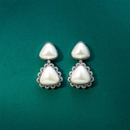 Cubic Zirconia Classic Earring With 2 Tone Rhodium Plating