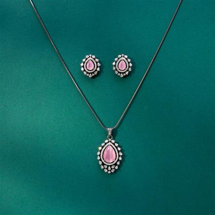 Cubic Zirconia Delicate Pendant Set With Black Plating