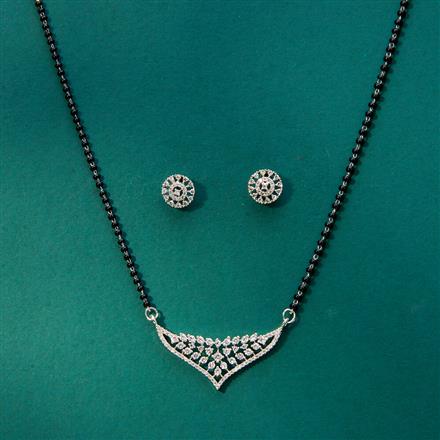 Cubic Zirconia Classic Mangalsutra With 2 Tone Rhodium Plating