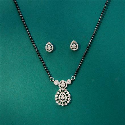 Cubic Zirconia Delicate Mangalsutra With 2 Tone Rhodium Plating