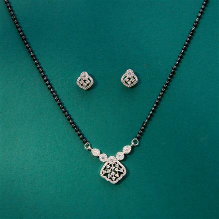 Cubic Zirconia Delicate Mangalsutra With 2 Tone Rhodium Plating