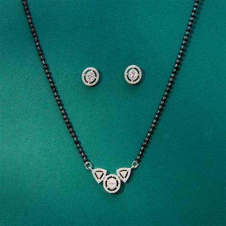 Cubic Zirconia Delicate Mangalsutra With 2 Tone Rhodium Plating