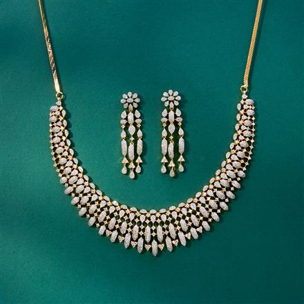 Cubic Zirconia Classic Necklace With 2 Tone Rhodium Plating