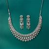 Cubic Zirconia Classic Necklace With 2 Tone Rhodium Plating