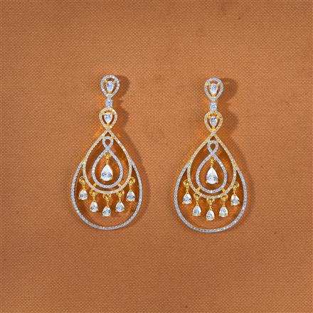 Cz Classic Earring With 2 Tone Black Rhodium Plating