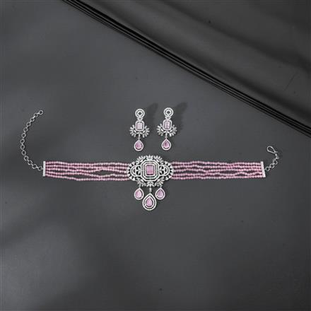 Cubic Zirconia Choker Necklace With Rhodium Plating