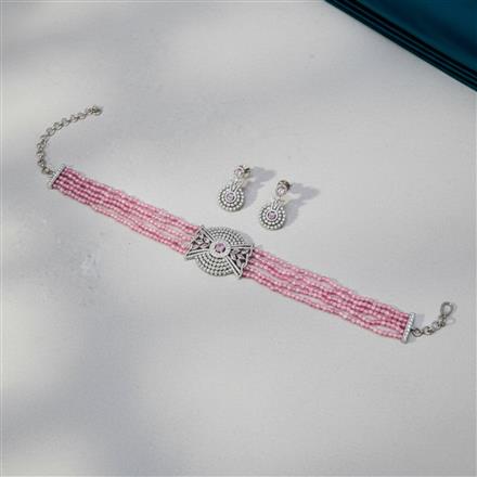 Cubic Zirconia Classic Mala Necklace With Rhodium Plating