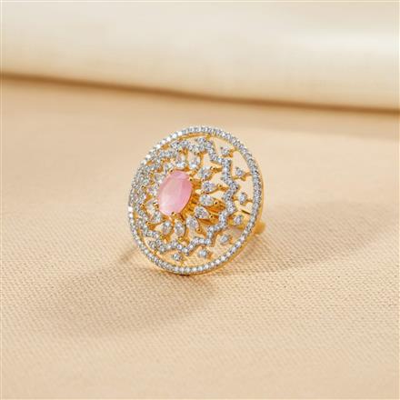 Cubic Zirconia Classic Ring With 2 Tone Plating