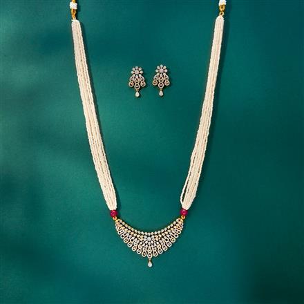 Cubic Zirconia Classic Pendant Set With 2 Tone Plating