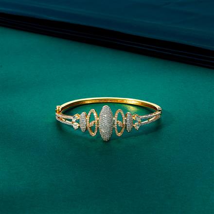 Cubic Zirconia Openable Kada With Black 2 Tone Rhodium Plating