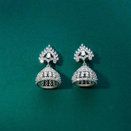 Cubic Zirconia Delicate Jhumki With 2 Tone Rhodium Plating