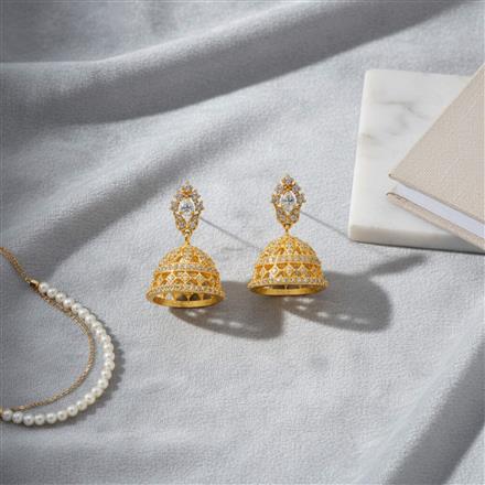 Cubic Zirconia Delicate Jhumki With Gold Plating