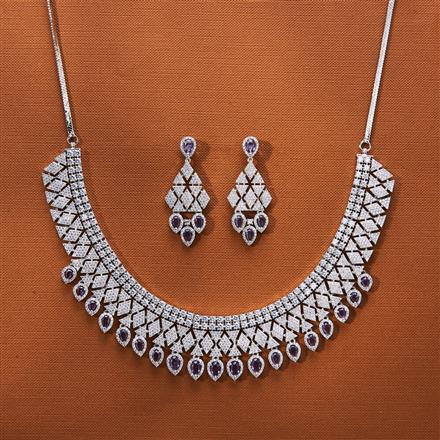 Cubic Zirconia Classic Necklace With Rhodium Plating