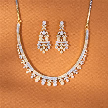 Cz Classic Necklace With 2 Tone Rhodium Plating