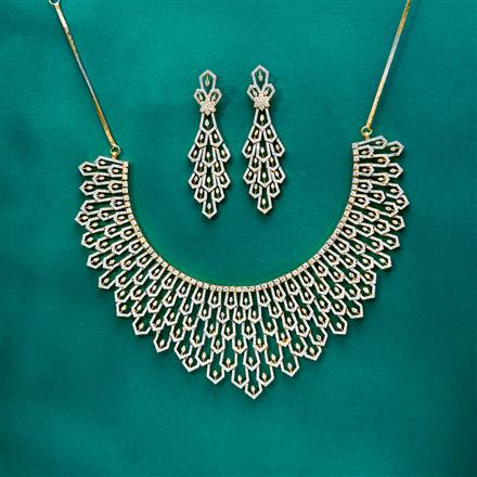 Cz Classic Necklace With 2 Tone Rhodium Plating