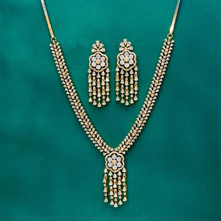 Cz Classic Necklace With 2 Tone Rhodium Plating