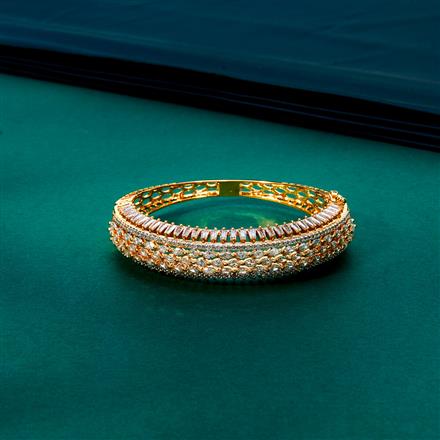 Cubic Zirconia Openable Kada With 2 Tone Rhodium Plating