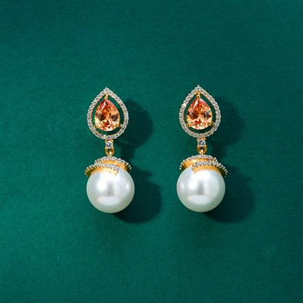 Cubic Zirconia Moti Earring With 2 Tone Plating