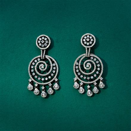 Cubic Zirconia Classic Earring With Black 2 Tone Rhodium Plating