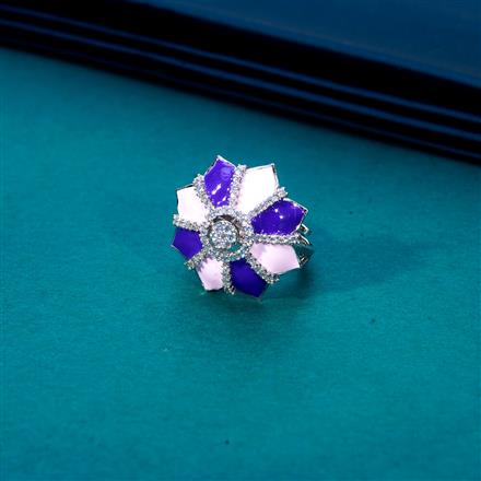 Cubic Zirconia Classic Ring With Rhodium Plating