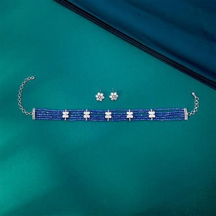 Cubic Zirconia Bandhai Necklace With Rhodium Plating