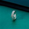 Cubic Zirconia Adjustable Ring With 2 Tone Rhodium Plating