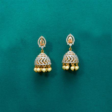 Cz Delicate Jhumki With 2 Tone Plating
